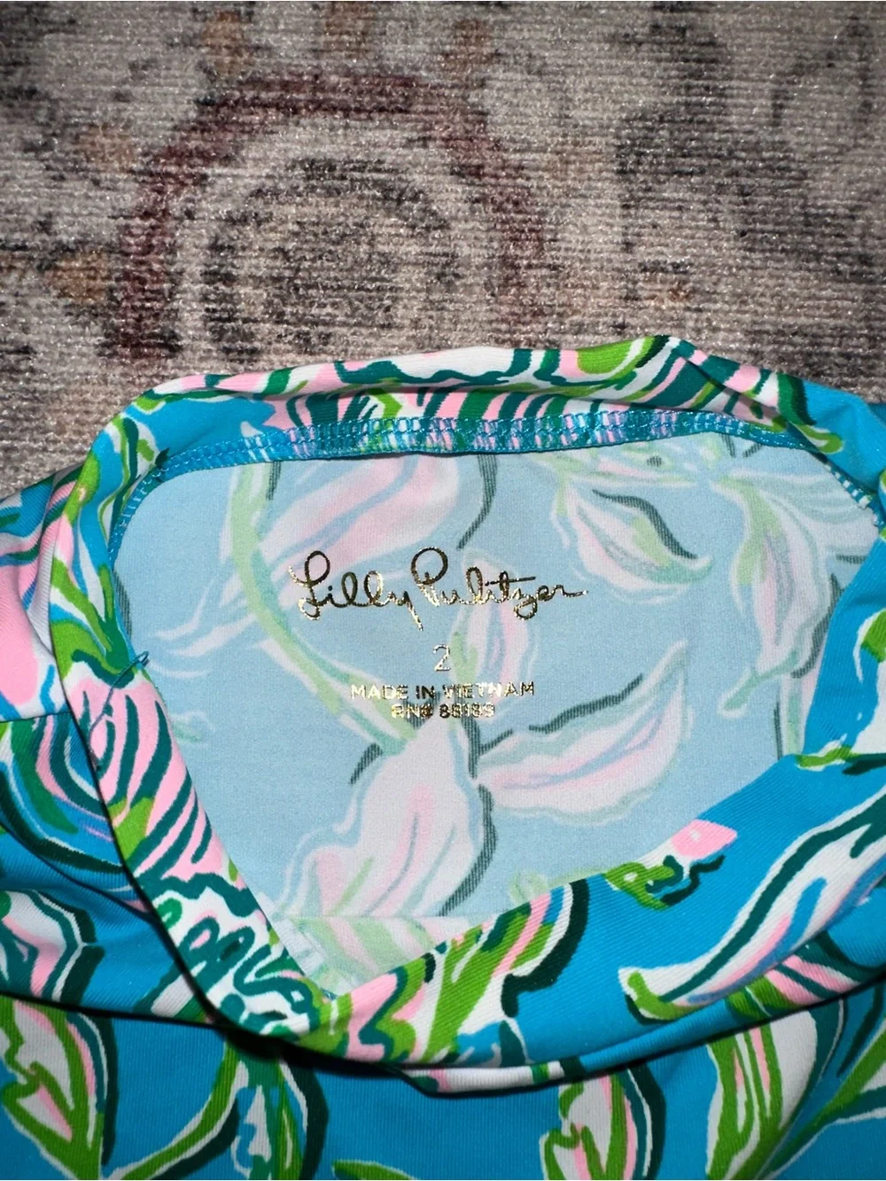 Lilly Pulitzer Girls' Turquoise, Pink & Green Floral Rashguard Set